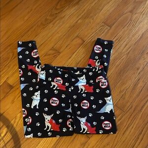 Black Puppy Print Leggings